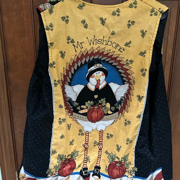 Pre-loved Grandmacore Handmade Thanksgiving vest, the back says Mr.Wishbone - Picture 7 of 8